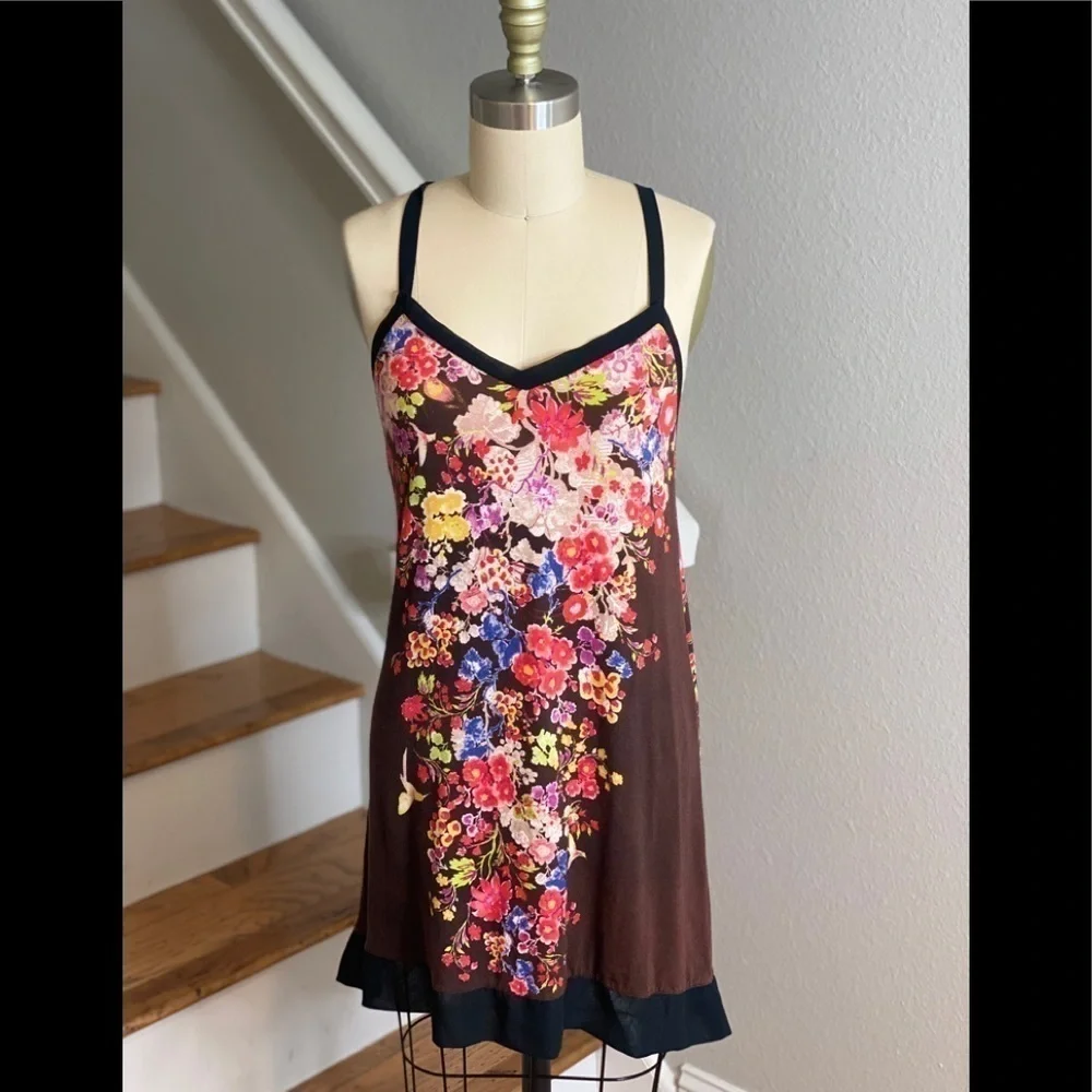 FLORA NIKROOZ Frida Floral Chemise Black - Picture 1 of 7